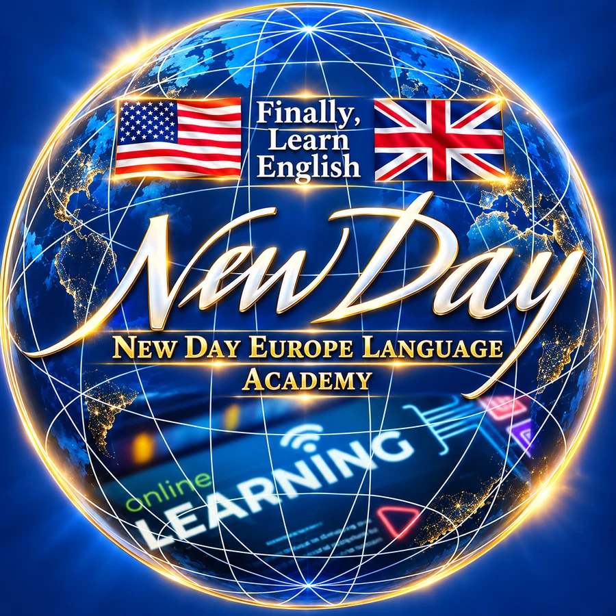 Dramatic globe logo for New Day Europe Language Academy